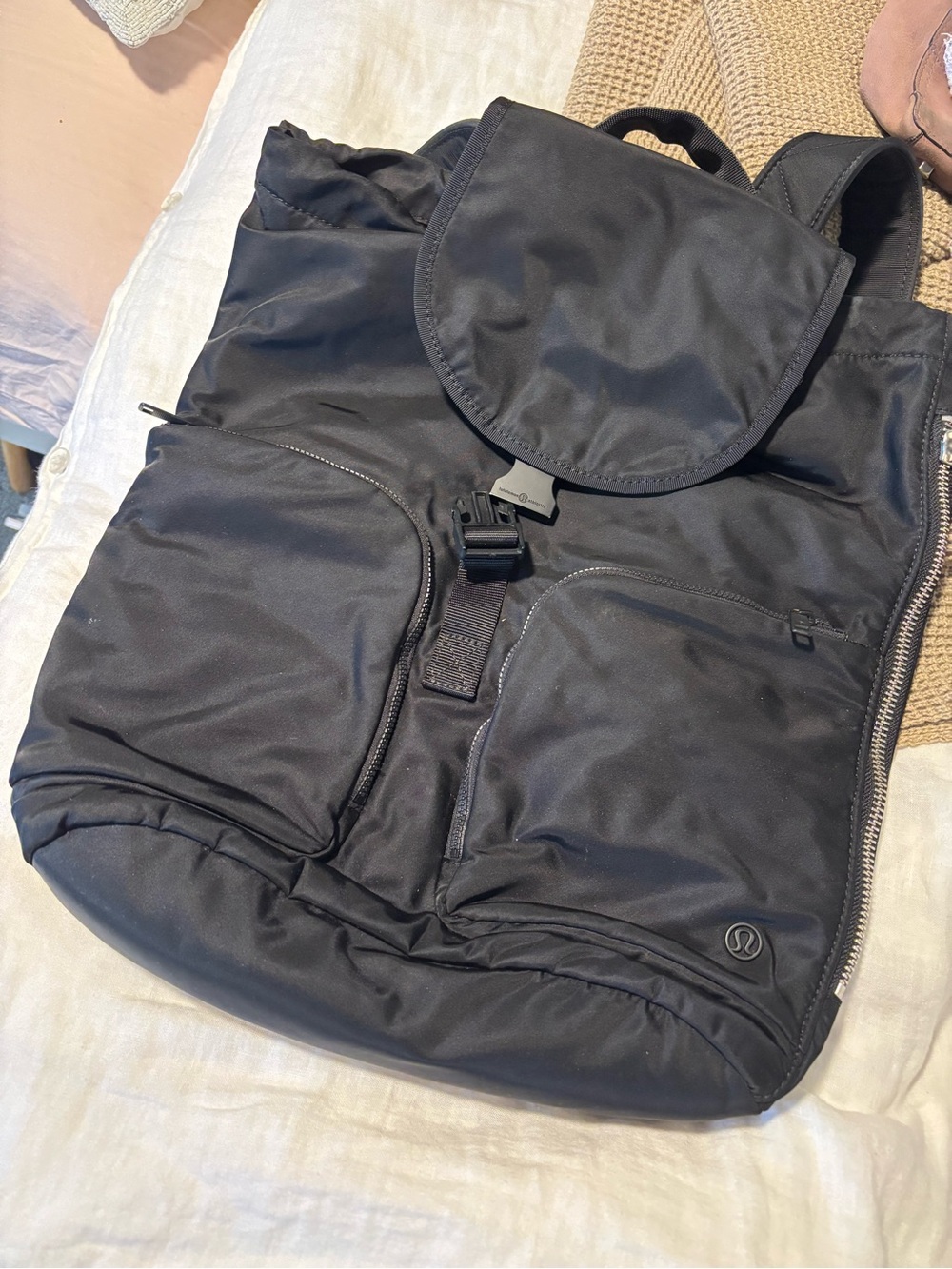 lululemon Black Nylon Everyday Backpack with Front Pockets